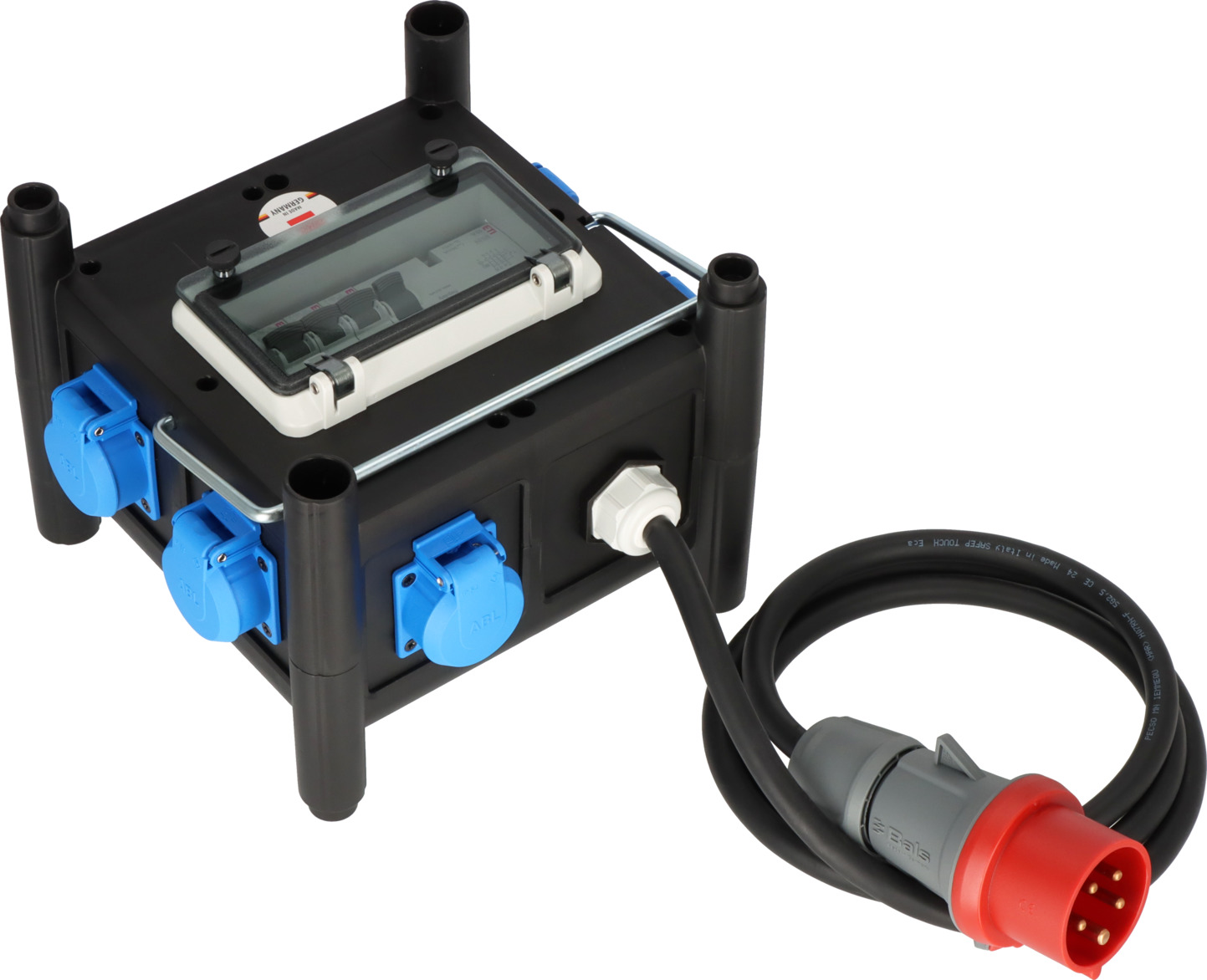 Kompakter Gummi-Stromverteiler BSV 3 FI/16-7 IP44 2m H07RN-F5G2.5