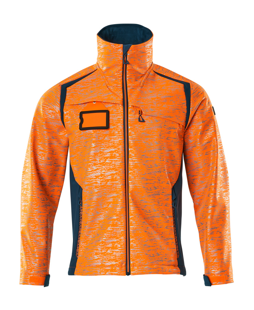 Produktfoto Soft Shell Jacke mit Reflexeffekte Soft Shell Jacke Größe 2XL, hi-vis orange/dunkelpetroleum