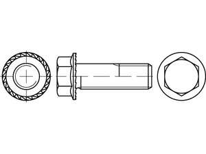 6kt.-Flanschschrauben ART 88933 Sechsk.-Sperrkantschr. Kl. 90 gal Zn, M 10 x 16 gal Zn S normal