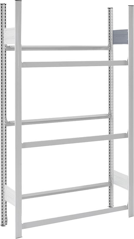 Grundregal m.6 Traversen für Getränkekisten 1750x335x1060RAL7035 Grundregal m.6 Traversen für Getränkekisten 1750x335x1060RAL7035