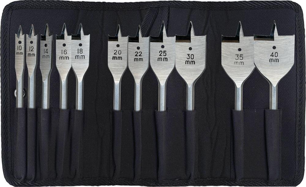 Flachfräsbohrersatz Quick11-tlg. Rolltasche Heller