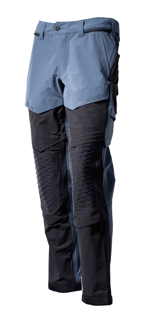 Produktfoto Hose, Knietaschen, Stretch, leicht Hose Größe 76C44, steinblau/schwarzblau