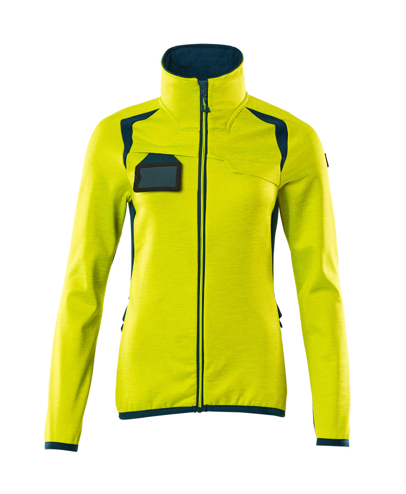 Produktfoto Fleecepullover mit Reißverschluss, Damen Microfleecejacke Größe 2XL, hi-vis gelb/dunkelpetroleum