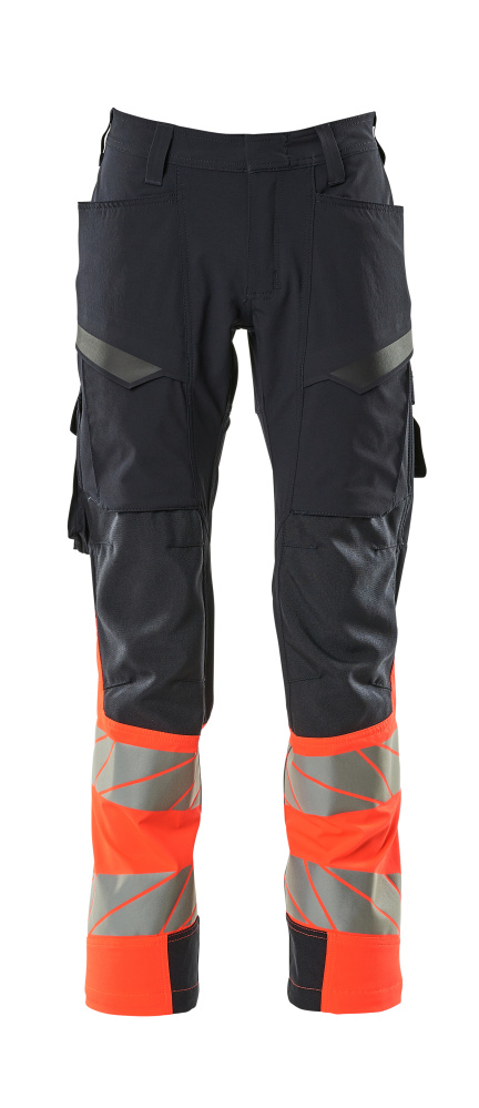Produktfoto Hose, Schenkeltaschen, ULTIMATE STRETCH Hose Größe 76C46, schwarzblau/hi-vis rot