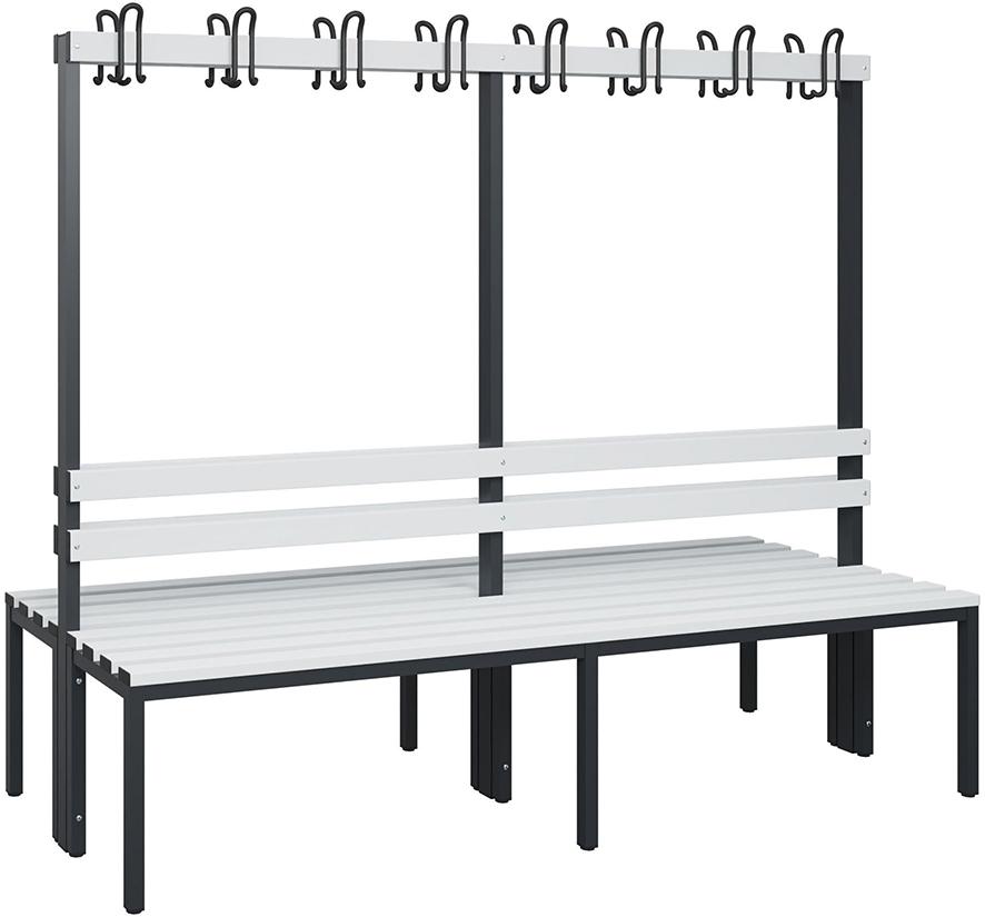 C+P Doppelseitiger Garde-robenschrank Kunststoff ohne Schuhr. 6 Füße B200-0xT770xH1716mm RAL7021