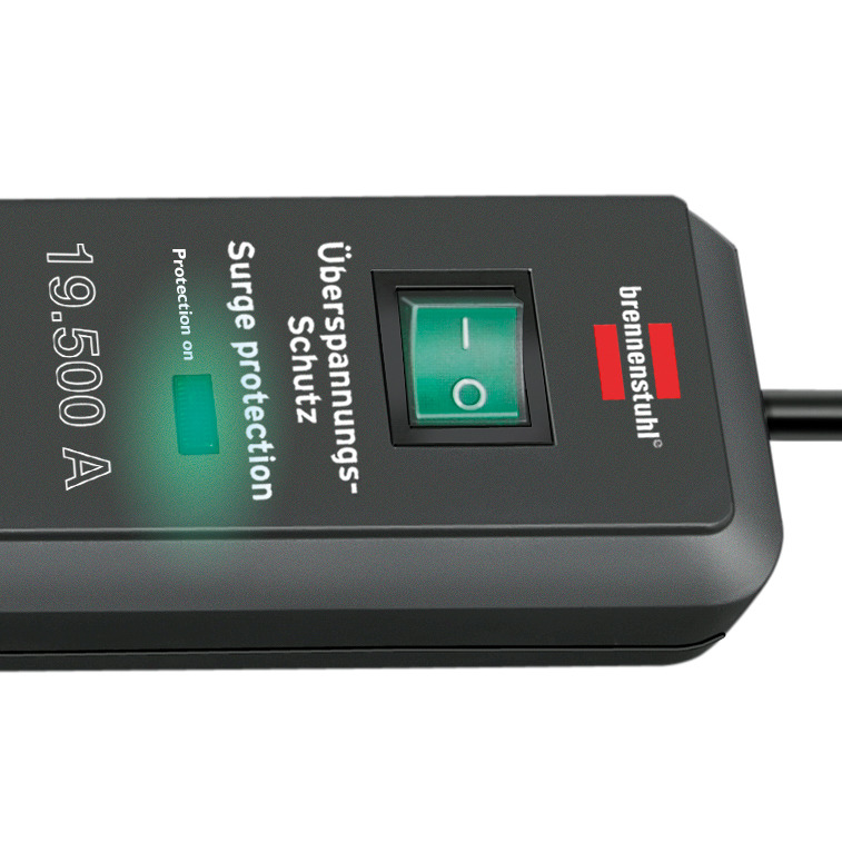 Secure-Tec 19.500A Überspannungsschutz-Steckdosenleiste 6-fach anthrazit 2m H05VV-F 3G1,5