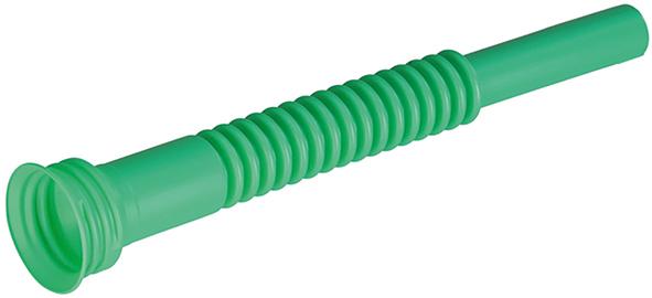 Auslaufrohr HDPE Länge 265mm Gewinde Außen ø 38mm grün mit Faltenbalg