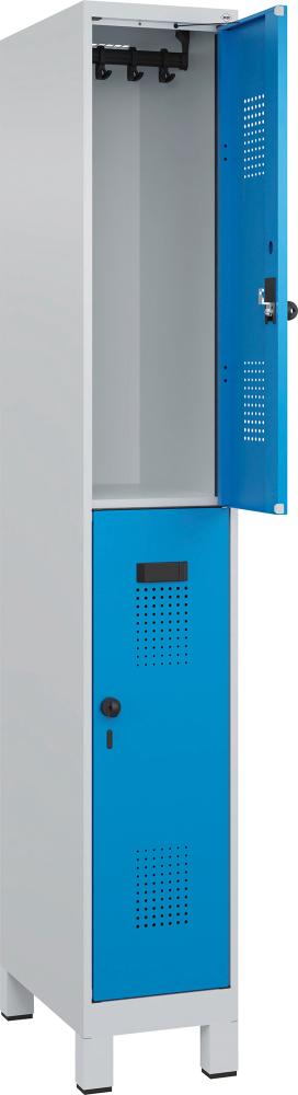 C+P Doppelst. Spind EvoloPLUS mit Füßen B300xT500-xH1950mm 1x2 Abt. (2 Fäc-her) RAL7035/5012
