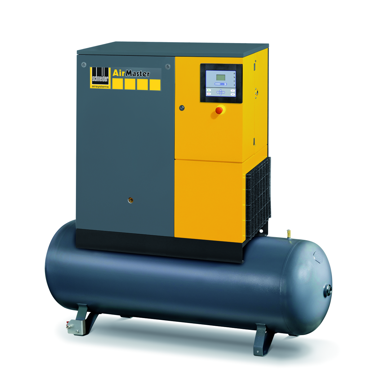 Produktbild Stationärer Schraubenkompressor AirMaster Professional mit Kältetrockner auf Behälter