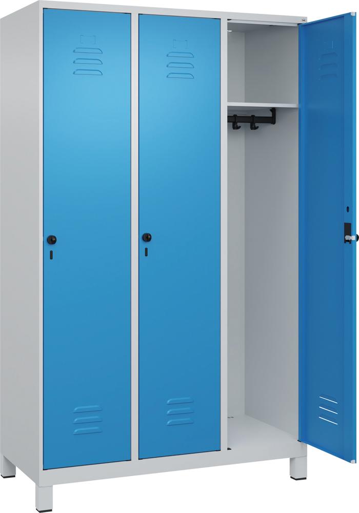 Garderobenschrank m.FüßenB1200xT500xH1950 Korpus RAL 7035 LichtgrauTüren RAL 5012 Lichtblau Garderobenschrank m.FüßenB1200xT500xH1950 Korpus RAL 7035 LichtgrauTüren RAL 5012 Lichtblau