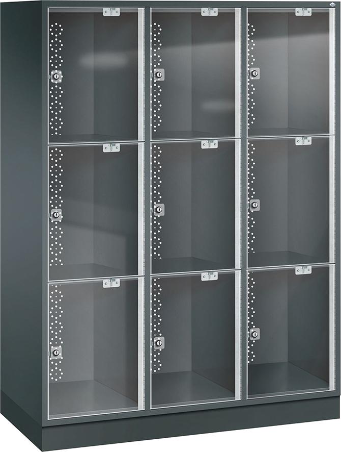 C+P Schließfachschrank Intro B1220xT480xH1750mm 3 Abteile/9 Fächer RAL7016