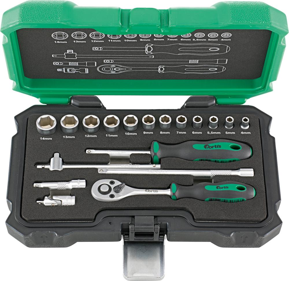 Steckschlüssel-Garnitur 1/4" 18-teilig FORTIS