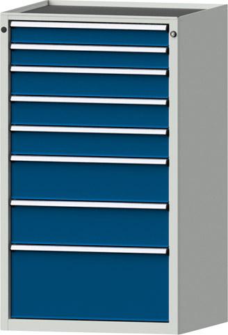 Schubladenschrank 4004 600x600mm, 8 SL,7035/5010 Schubladenschrank 4004 600x600mm, 8 SL,7035/5010