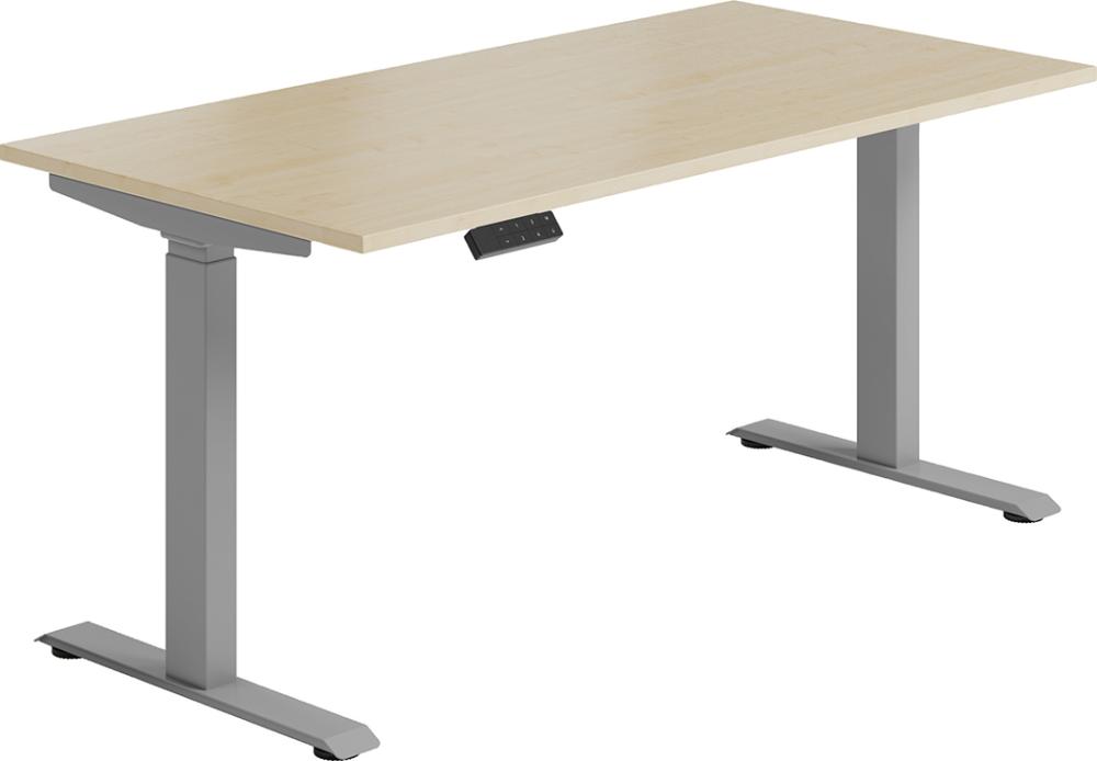 GERAMÖBEL Schreibtisch E-levateBasic elektr höhen-verstellbar ahorn/silber B1600xT800xH730-1230mm