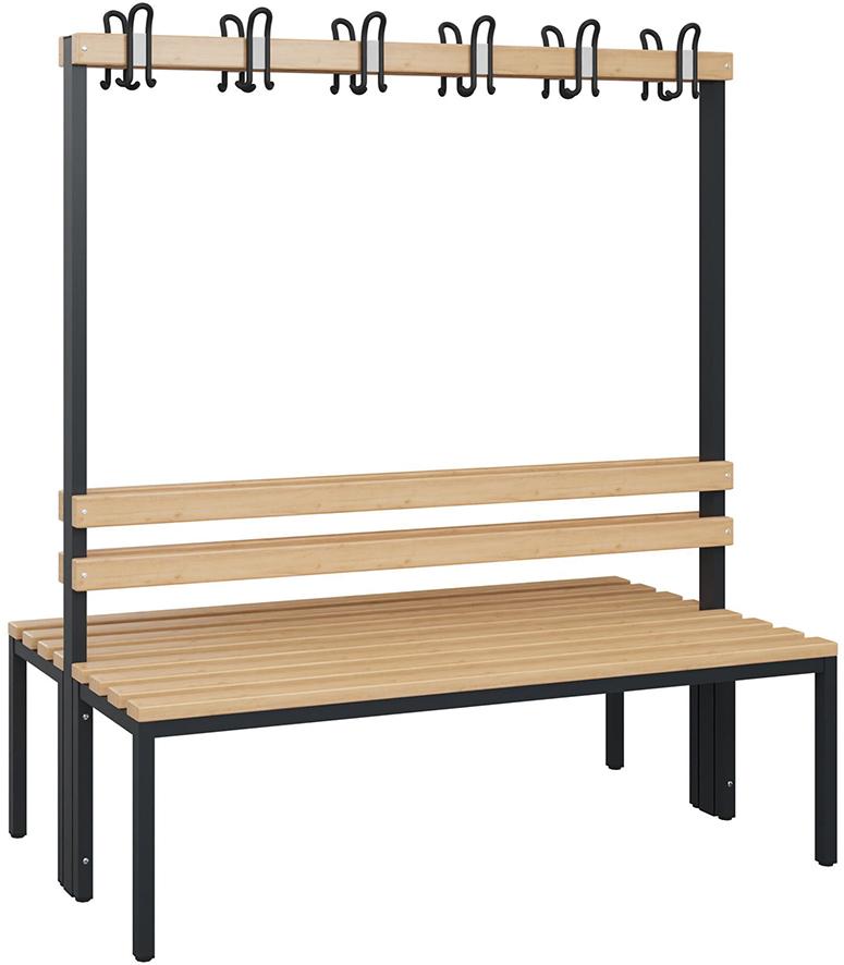 C+P Doppelseitiger Garde-robenschrank Hartholz oh-ne Schuhrost 4 Füße B150-0xT770xH1716mm RAL7021