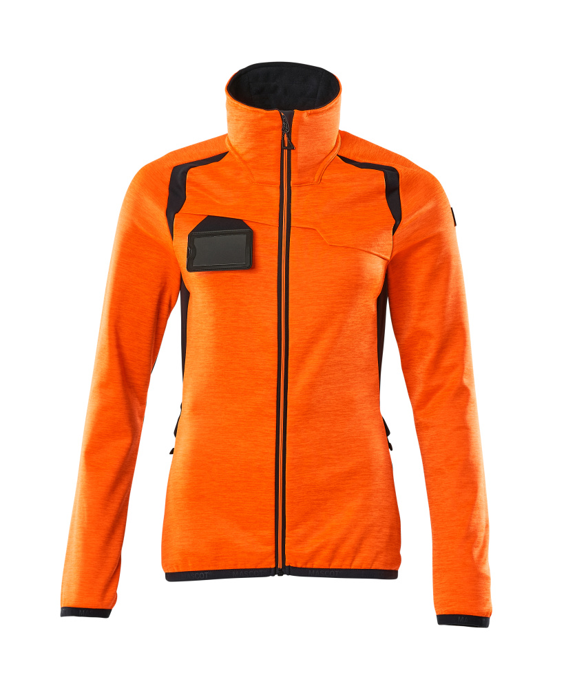 Produktfoto Fleecepullover mit Reißverschluss, Damen Microfleecejacke Größe 2XL, hi-vis orange/schwarzblau