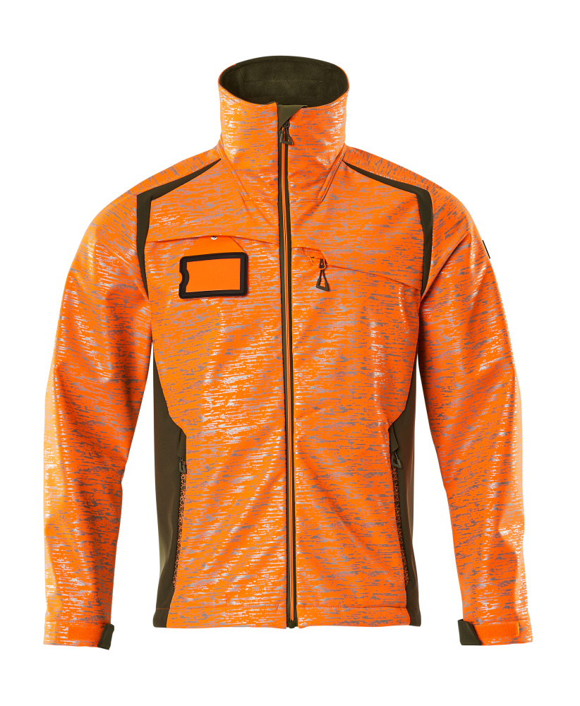 Produktfoto Soft Shell Jacke mit Reflexeffekte Soft Shell Jacke Größe 2XL, hi-vis orange/moosgrün