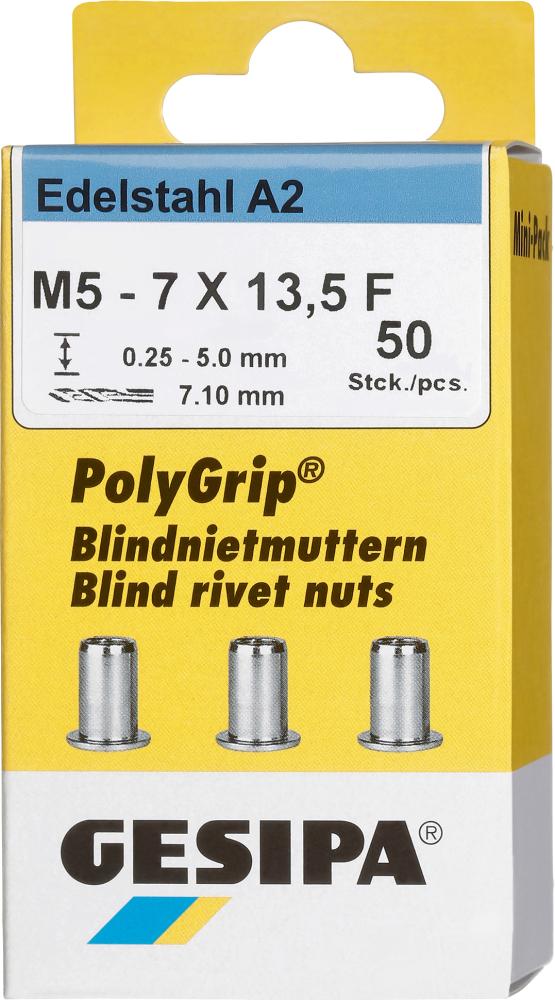 Bl.Nietm. VA Minipack Polygrip A2 M5 x 7 x 13,5 Bl.Nietm. VA Minipack Polygrip A2 M5 x 7 x 13,5