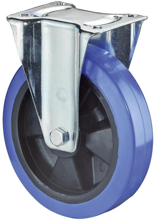 Bockrolle 100mm L410 Platte,Elastik blau,RL L410.B61.101 BS ROLLEN