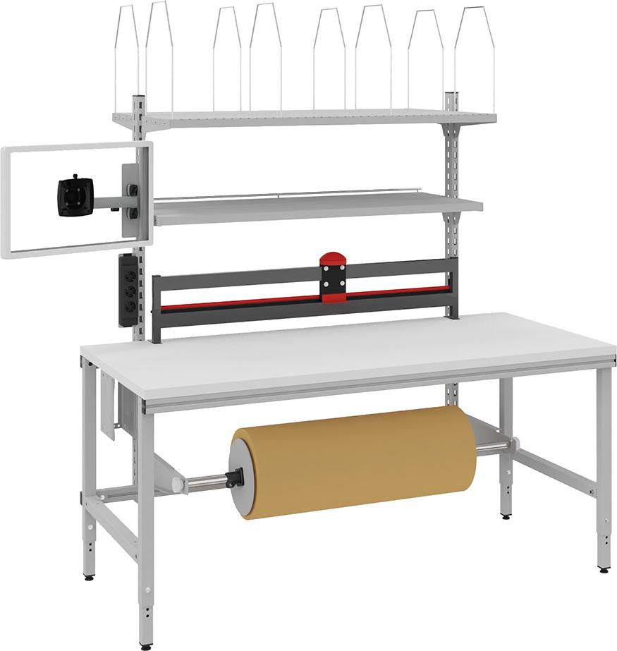Verpackungstisch OK-V5 B1685xT800xH718-1018 mm manuell verstellbar Tischplatte Melamin