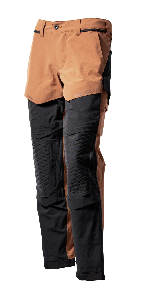 Produktfoto Hose, Knietaschen, Stretch, leicht Hose Größe 76C44, nussbraun/schwarz