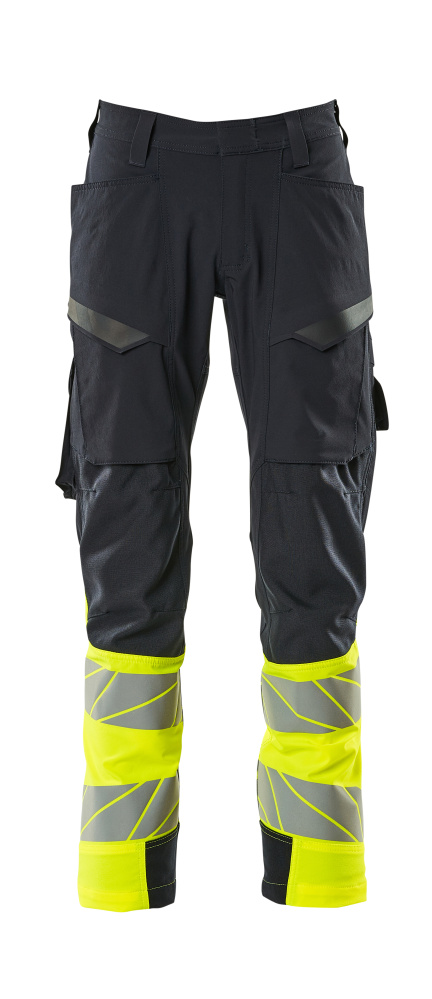 Produktfoto Hose, Schenkeltaschen, ULTIMATE STRETCH Hose Größe 76C46, schwarzblau/hi-vis gelb