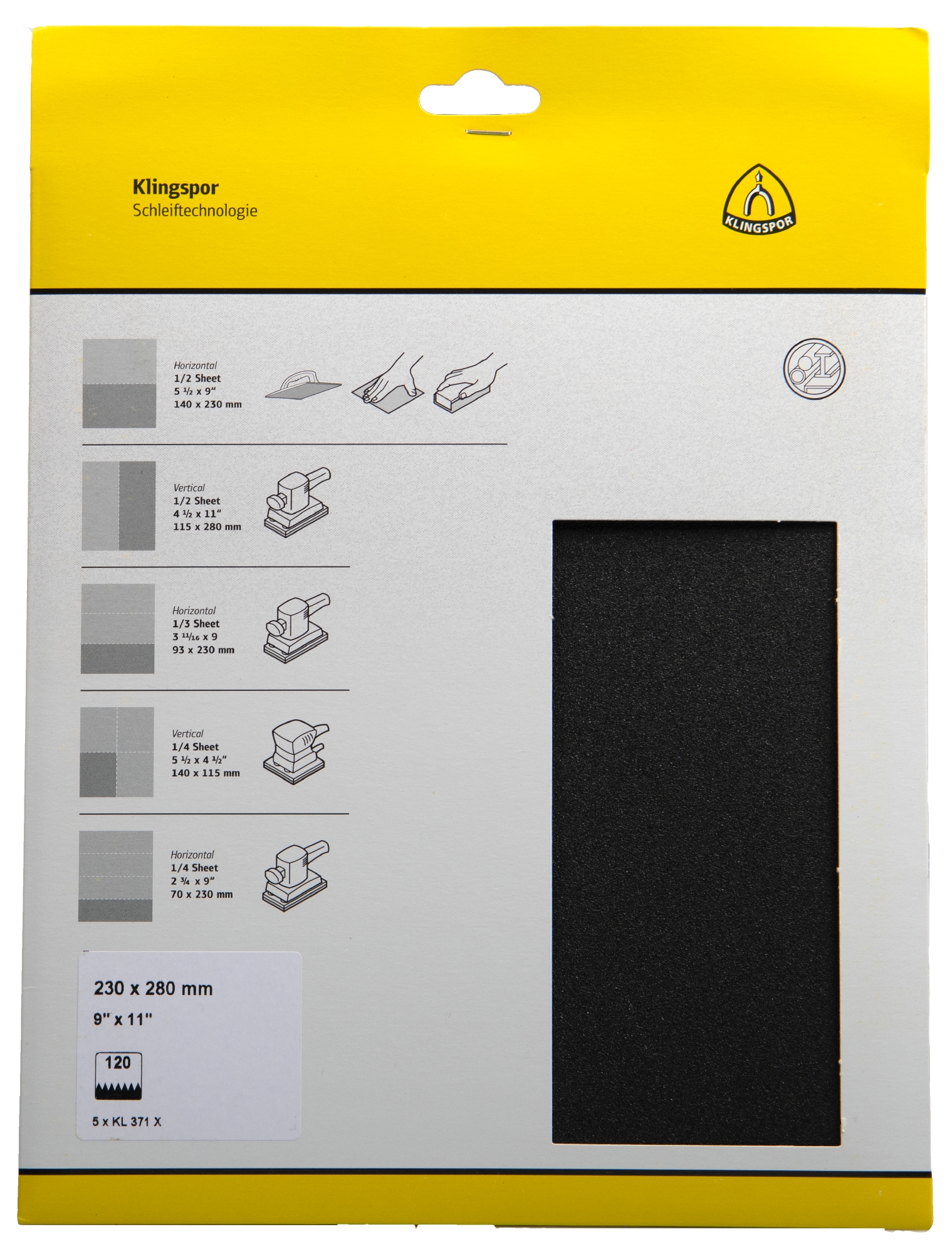 KL 371 X S.a.U. Bogen, 230 x 280 mm Korn 120, SB-verpackt im Reiter