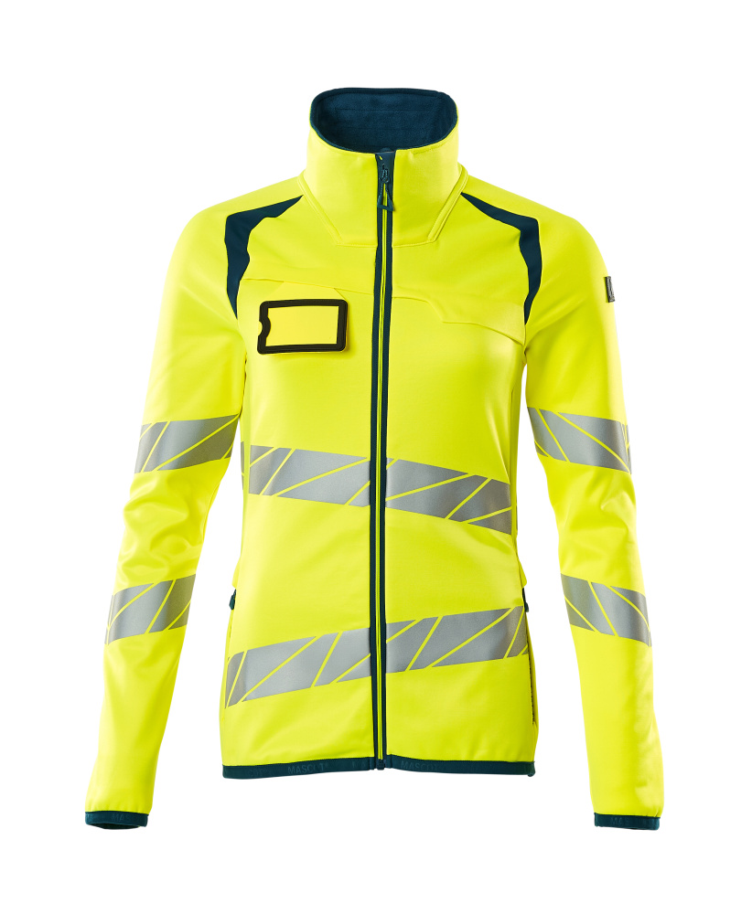 Produktfoto Fleecepullover mit Reißverschluss, Damen Microfleecejacke Multisafe Größe 2XL, hi-vis gelb/dunkelpetroleum