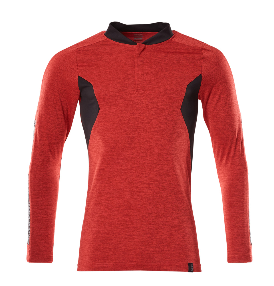 Produktfoto Polo-Shirt mit COOLMAX® PRO, Langarm Polo-shirt Größe 2XLONE, verkehrsrot/schwarz