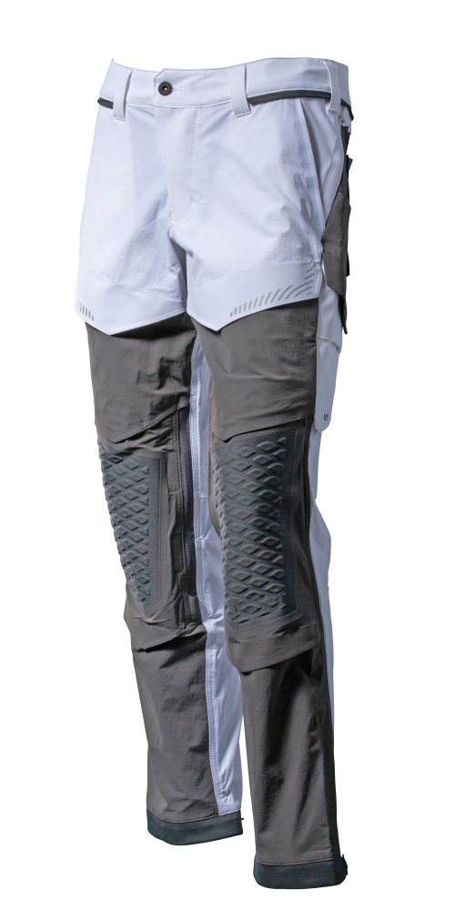 Produktfoto Hose, Knietaschen, Stretch, leicht Hose Größe 76C44, weiss/Anthrazitgrau