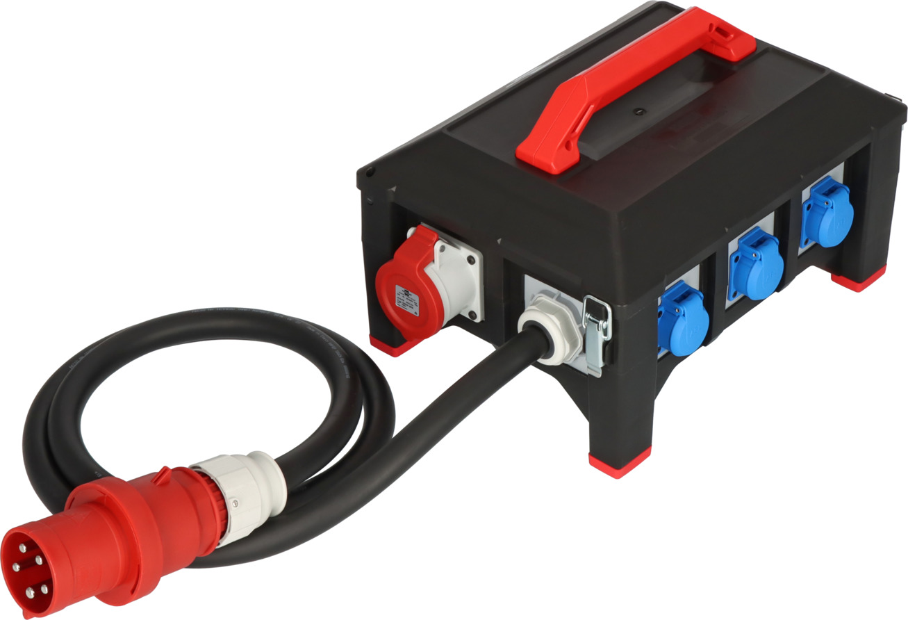 Professional Gummi-Stromverteiler BSV 5-63A 2m H07RN-F 5G16,0 1xCEE32A+2x16A, 6x230V