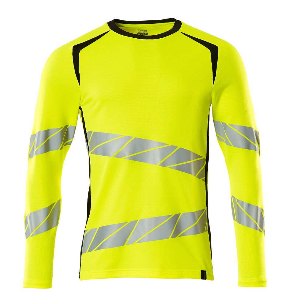 Produktfoto T-Shirt, Langarm, moderne Passform T-shirt Größe 2XLONE, hi-vis gelb/schwarz