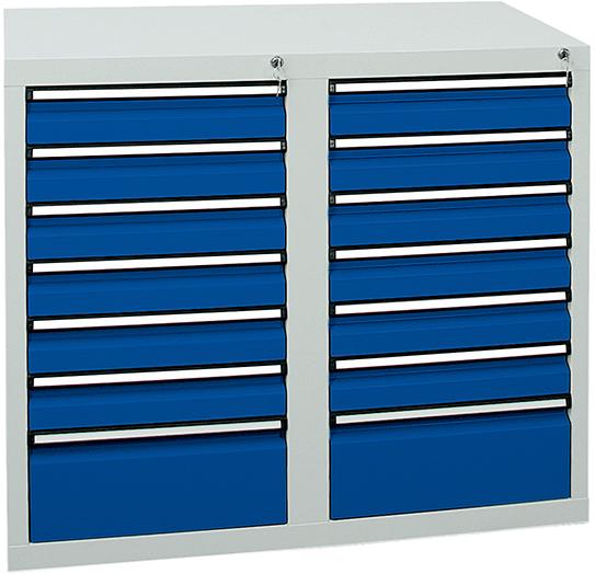 Schubladenschrank 14 SL 900x1000x500 mm grau/blau Schubladenschrank 14 SL 900x1000x500 mm grau/blau