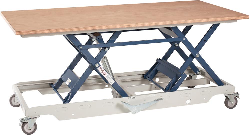 BECK Hubtisch 2000x1000x-30mm höhenverstellbar 43-0-1040mm 350kg mit Buche-Multiplexplatte
