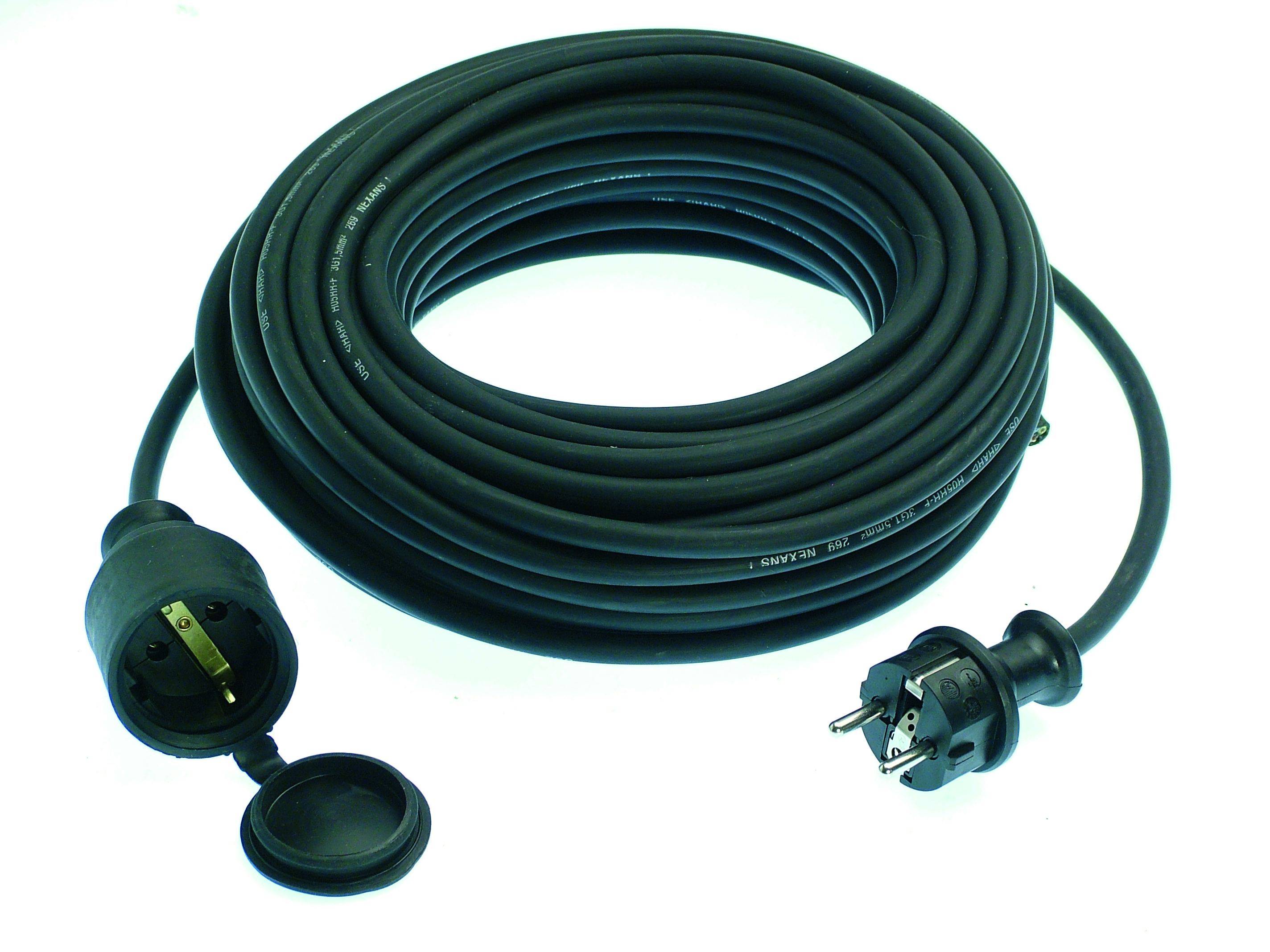 Gummi-Verlängerungsleitung 25m, sw