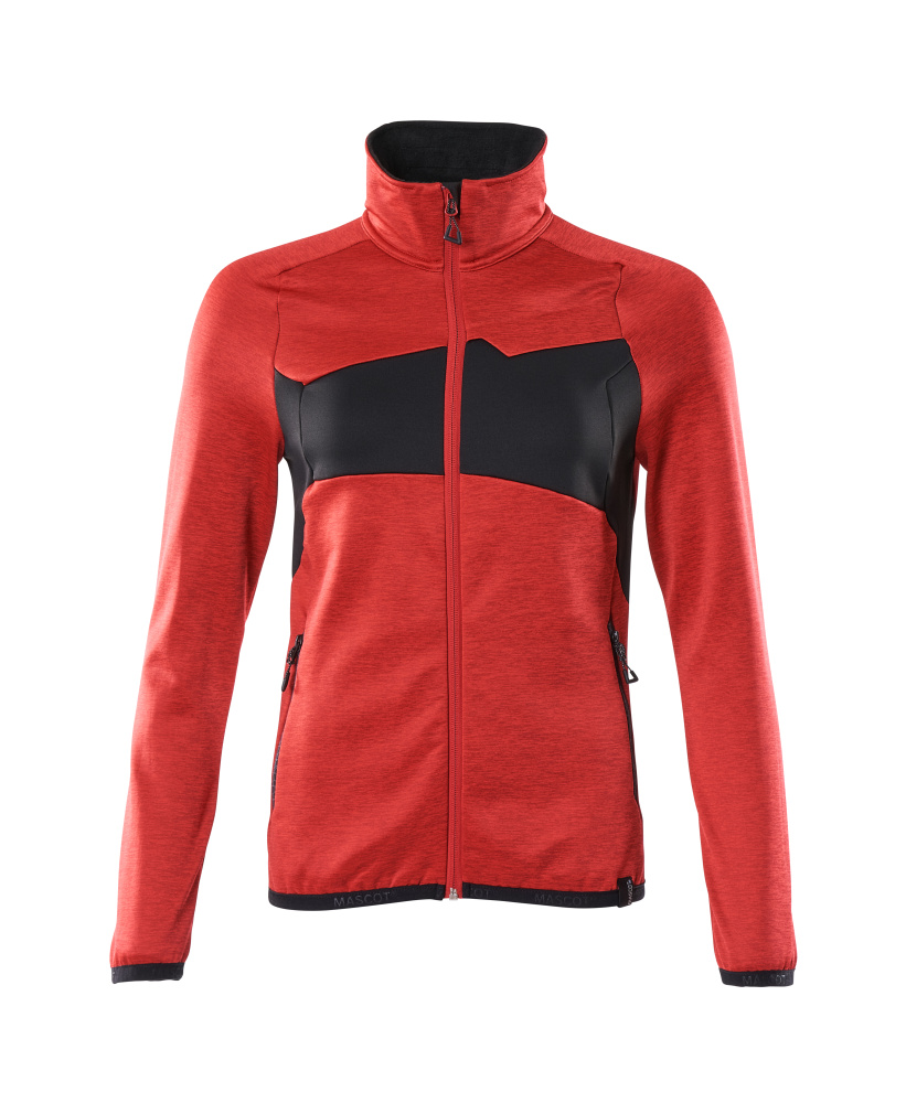 Produktfoto Fleecepullover mit Reißverschluss, Damen Microfleecejacke Größe 2XL, verkehrsrot/schwarz
