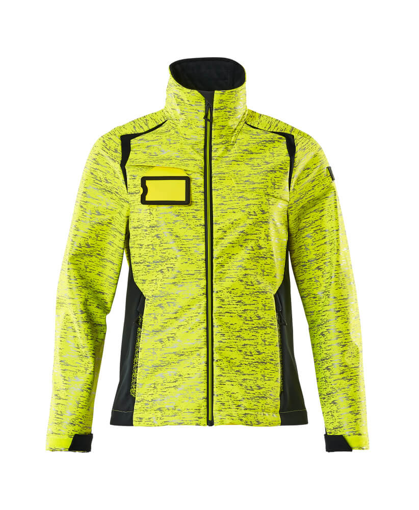 Produktfoto Soft Shell Jacke, Reflexeffekte, Damen Soft Shell Jacke Größe 2XL, hi-vis gelb/schwarzblau