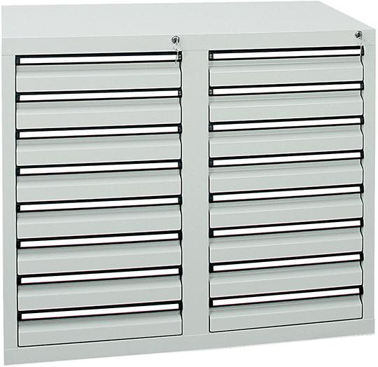 Schubladenschrank 16 SLR 900x1000x500 mm grau stumpf Schubladenschrank 16 SLR 900x1000x500 mm grau stumpf