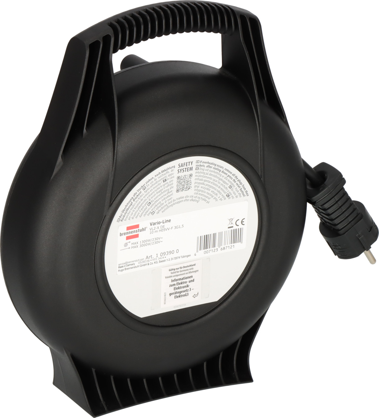 Vario Line Kabelbox VL2-X 4-fach schwarz 10m H05VV-F3G1.5