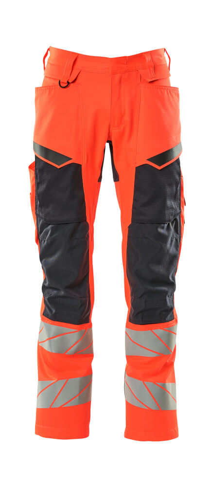 Produktfoto Hose mit Knietaschen, Stretch-Einsätze Hose Größe 76C46, Hi-vis rot/schwarzblau
