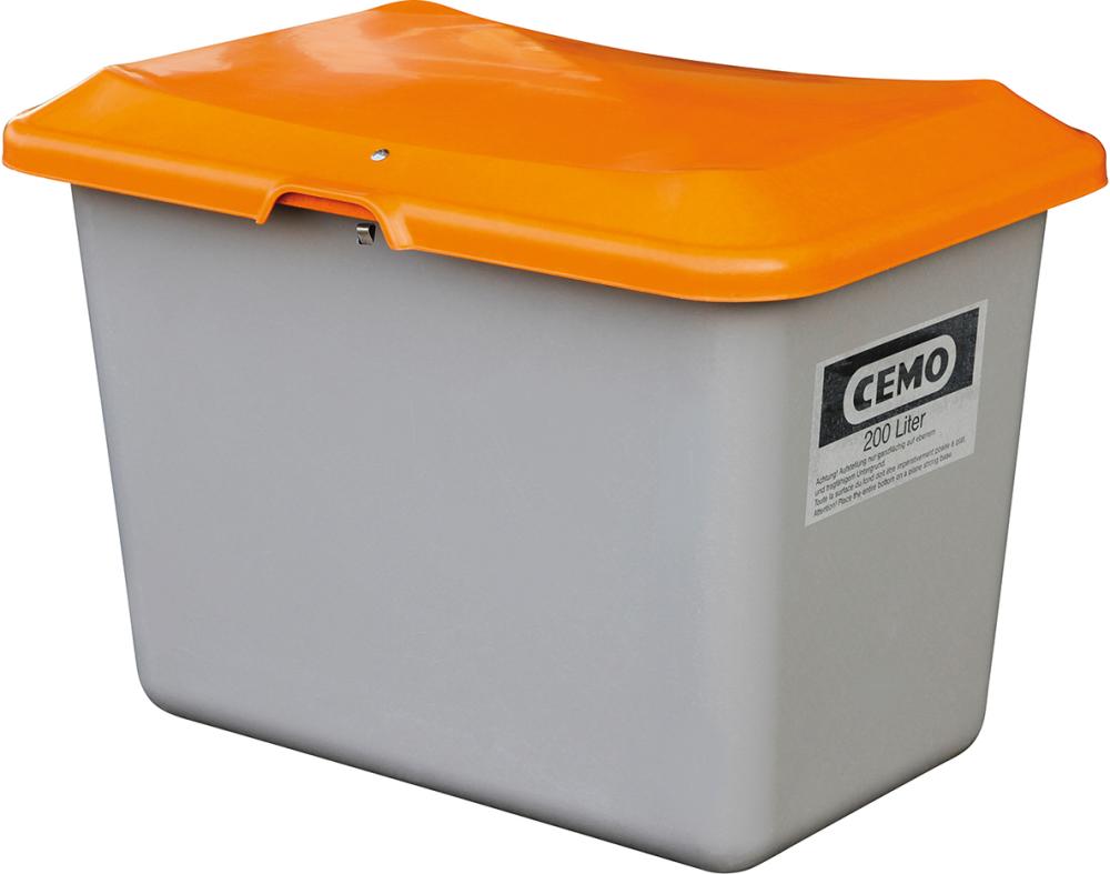Streugutbehälter 1100 l B1630xT1210xH1010 mm ohne Entnahmeöffnung grau/orange CEMO