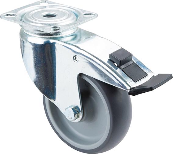 BS ROLLEN Lenkrolle C120-.A80.102 mit Totalfestst-eller mit Platte ø100 B 32mm 100kg Gummi