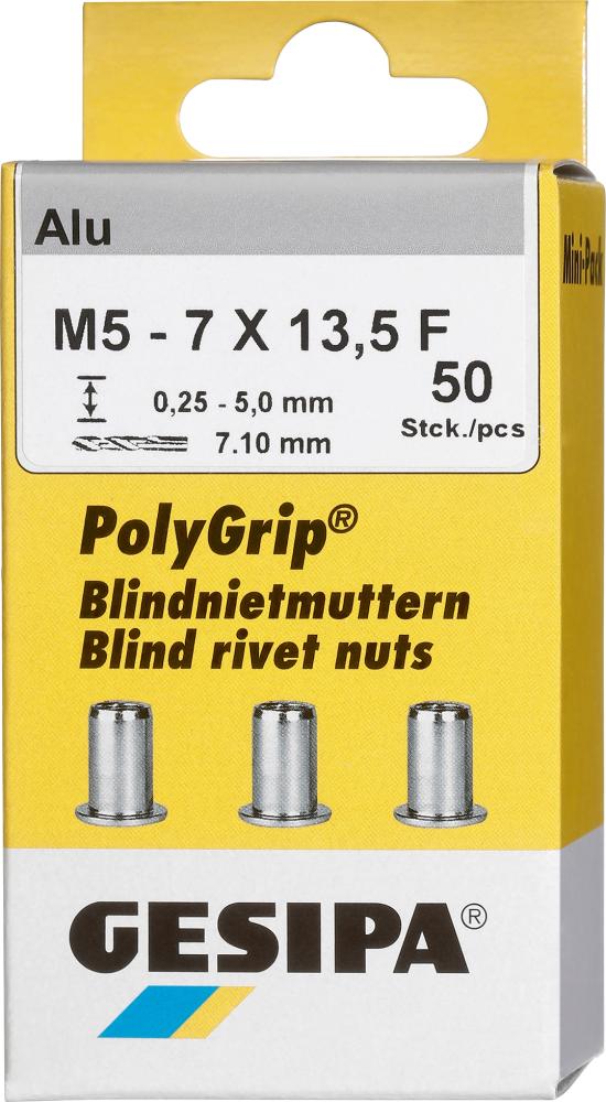 Bl.Nietm.Alu Minipack Polygrip M5 x 7 x 13,5 Bl.Nietm.Alu Minipack Polygrip M5 x 7 x 13,5