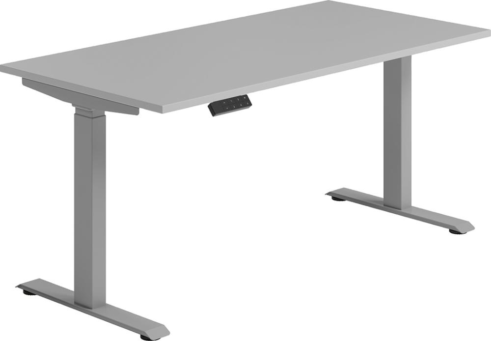 GERAMÖBEL Schreibtisch ElevateBasic elektrisch höhenver lichtgrau/silberB1600xT800xH730-1230mm