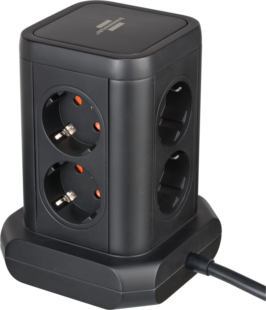 Steckdosenturm 8-fach mit 2x USB A, 1x USB C Power Delivery schwarz 2m H05VV-F3G1.5