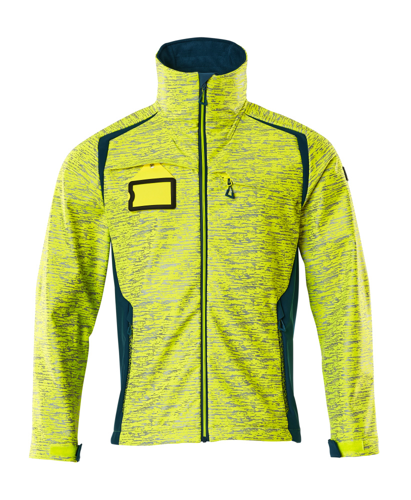 Produktfoto Soft Shell Jacke mit Reflexeffekte Soft Shell Jacke Größe 2XL, hi-vis gelb/dunkelpetroleum