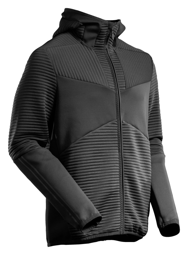 Produktfoto Fleecepullover, Kapuze, Reißverschluss Microfleecejacke Größe 2XL, schwarz