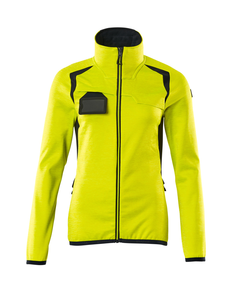 Produktfoto Fleecepullover mit Reißverschluss, Damen Microfleecejacke Größe 2XL, hi-vis gelb/schwarzblau