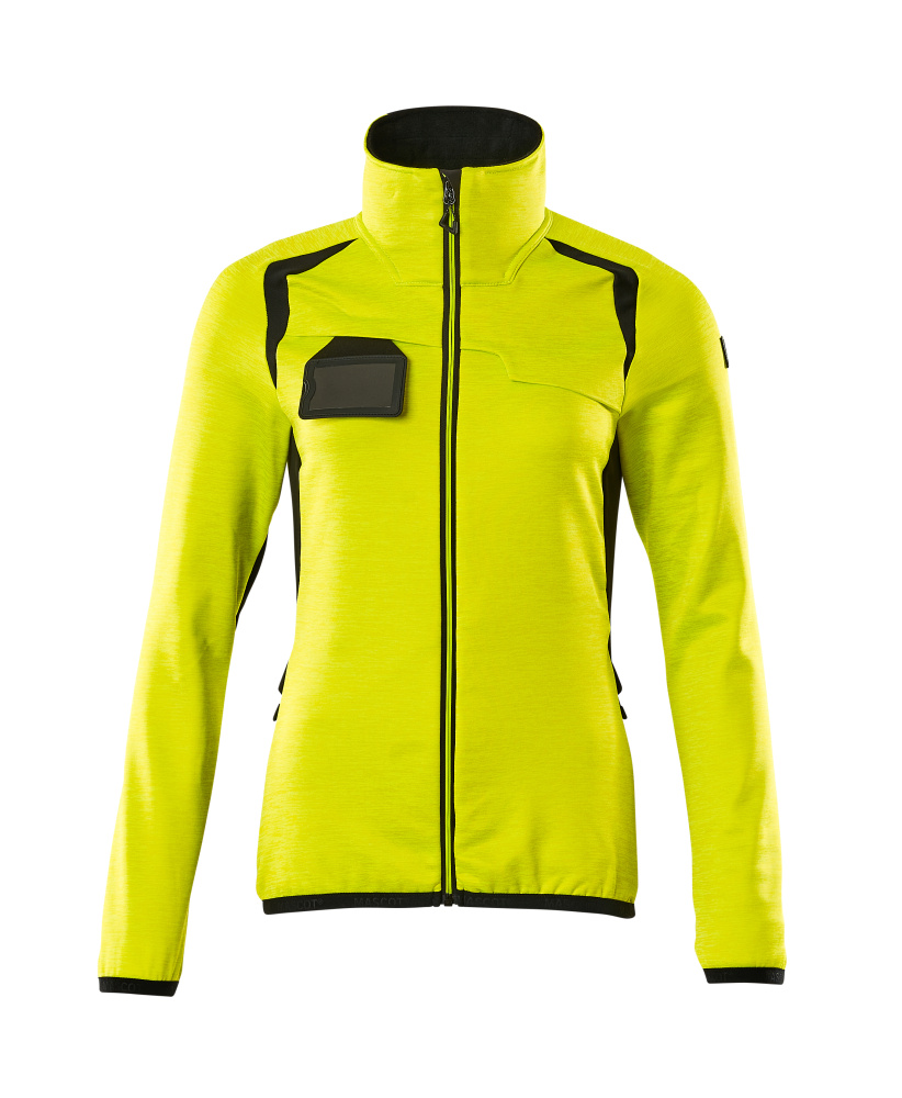 Produktfoto Fleecepullover mit Reißverschluss, Damen Microfleecejacke Größe 2XL, hi-vis gelb/schwarz