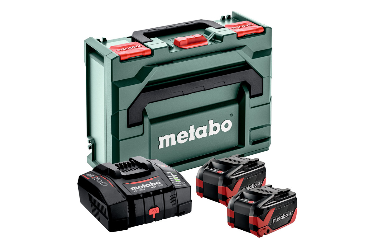 Akku BasisSet LiHDX 18,0VMetabo 2x18,0V 8,0 Ah LiHDX Ladegerät ASC 290 metaBOX